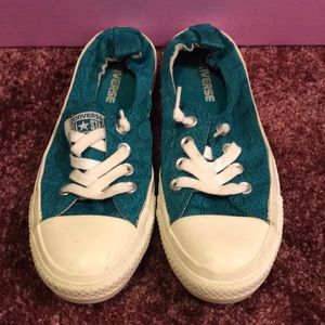 Teal slip on converse